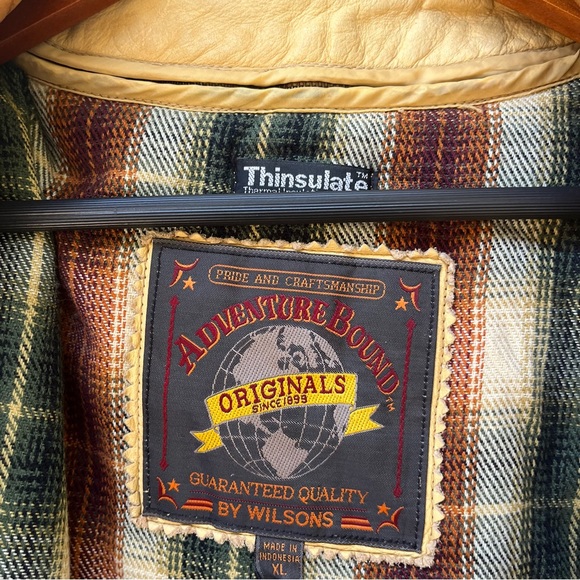 Wilsons Adventure Bound VTG Cream Yellow Leather Bomber Collared Pilot's Jacket - Picture 7 of 13